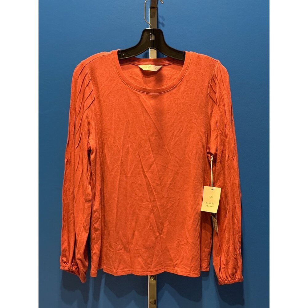 LC Lauren Conrad Womens Long-Sleeve Top In Coral Medium Soft Cotton Blend